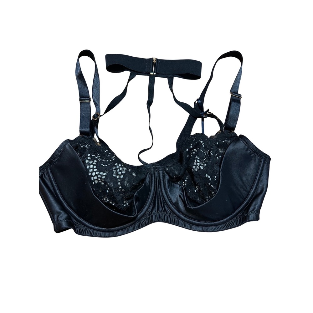 Fox & Royal Hollie Demi UW Bra Black Lace Harness Strappy 34DD/DDD 00212354 NEW